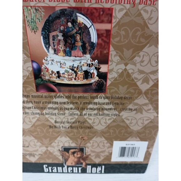 Vintage Nativity Musical Water Globe Rotating Base We Wish You A Merry Christmas - Picture 6 of 14